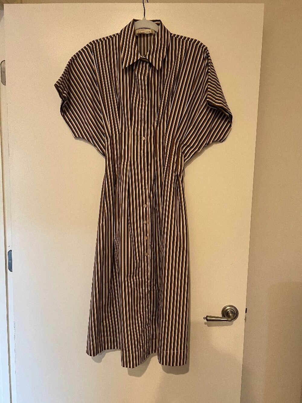 Anthropologie Striped Button Front Maxi Dress